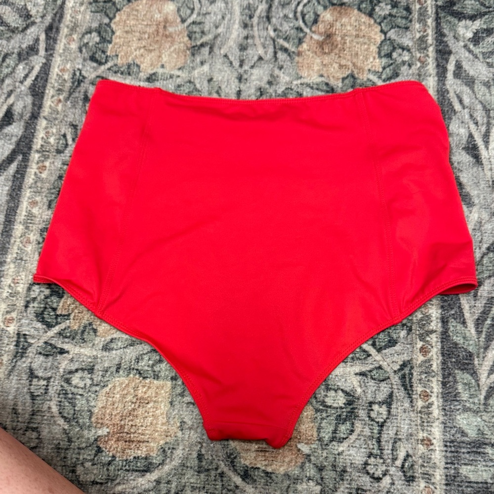 Kortni Jeane High Waist Bikini Bottoms - Red - Picture 3 of 4